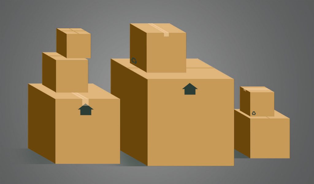 Picture of various sizes of packing boxes