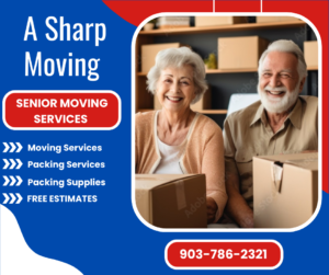 Seniors with packed moving boxes